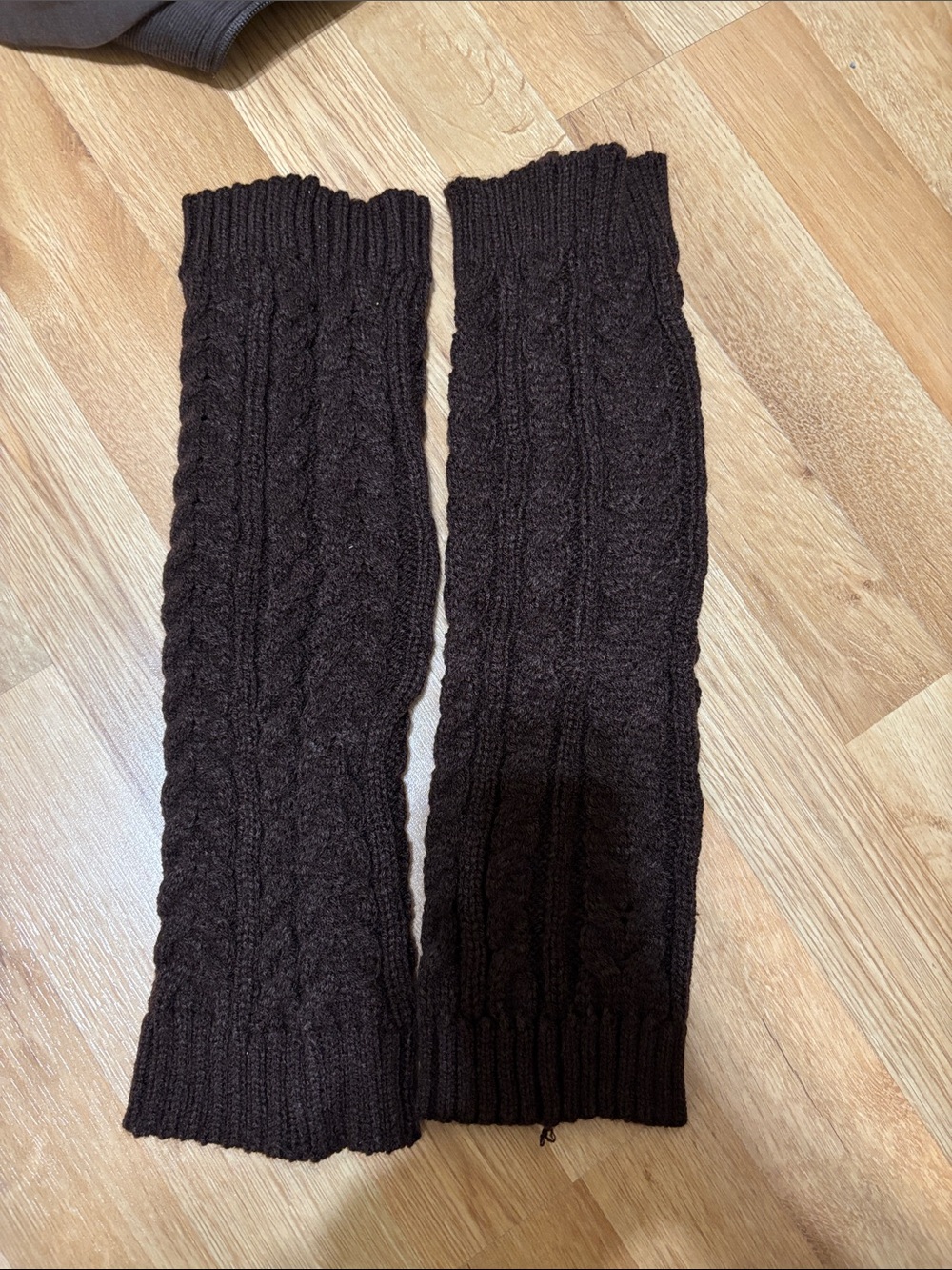 Brown Cable Knit Leg Warmers